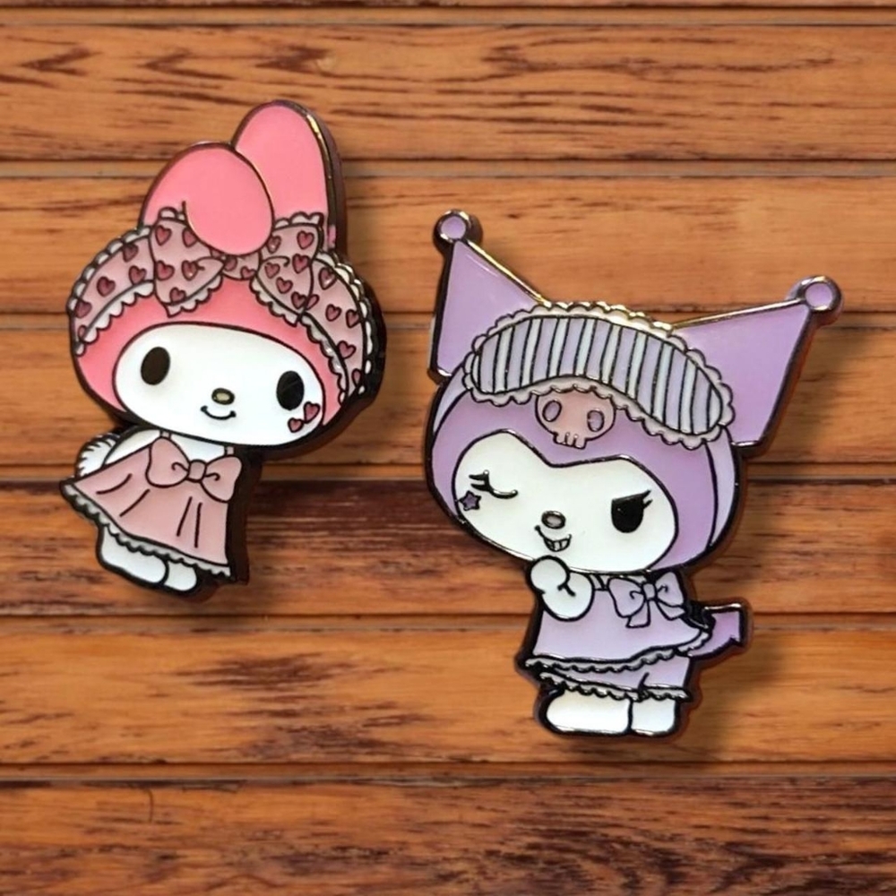 My Melody And Kuromi Pajama Party Enamel Pin Set Of 2 - Gem